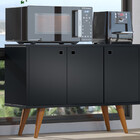 Buffet 3 Portas Balcão Retrô Preto P/ Todos Ambientes Lançame