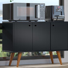 Buffet 3 Portas Preto Balcão Retrô Ajl Lanaçamento