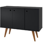 Buffet 3 Portas Retrô Portas Pes Palito Cor Preto Lançamento