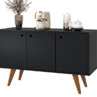 Buffet 3 Portas Retrô Portas Pes Palito Cor Preto Novidade