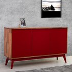 Buffet 3 Portas Safira Natural/vermelho