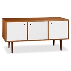 Buffet 3 Portas Vintage Laqueado Fosco Branco E Estrutura Mad