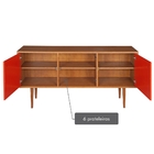 Buffet 3 Portas Vintage Laqueado Fosco Vermelho E Estrutura M