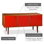 Buffet 3 Portas Vintage Laqueado Fosco Vermelho E Estrutura M