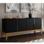 Buffet 4 Portas 168cm Amalfi Preto Fosco/madero Canela