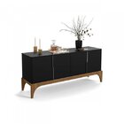 Buffet 4 Portas 168cm Amalfi Preto Fosco/madero Canela