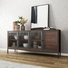 Buffet 4 Portas 3 Gavetas Vidro Canelado Aço Euforia Yescasa