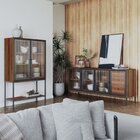 Buffet 4 Portas 3 Gavetas Vidro Canelado Aço Euforia Yescasa