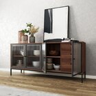 Buffet 4 Portas 3 Gavetas Vidro Canelado Aço Euforia Yescasa