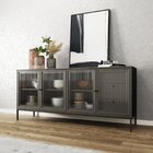 Buffet 4 Portas 3 Gavetas Vidro Canelado Aço Euforia Yescasa