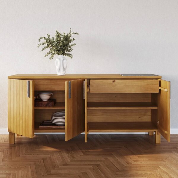 Buffet 4 Portas Madeira Maciça Pedra Less Artemobili Amêndoa