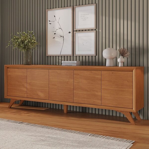 Buffet 5 Portas Pés Em Madeira Maciça Laqueado Prime Naturalle