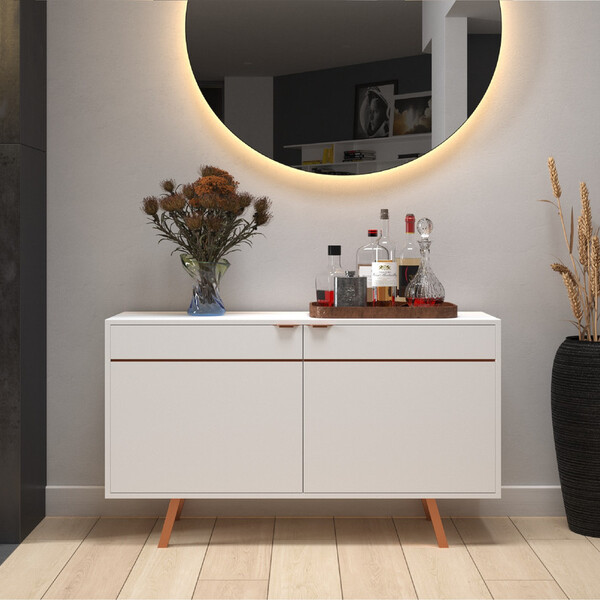 Buffet  Branco Balcão Sala Jantar Estar Retrô Moderno