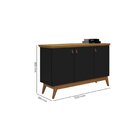 Buffet Absolut 3 Portas 122cm Pés Em Madeira Maciça Preto/nat