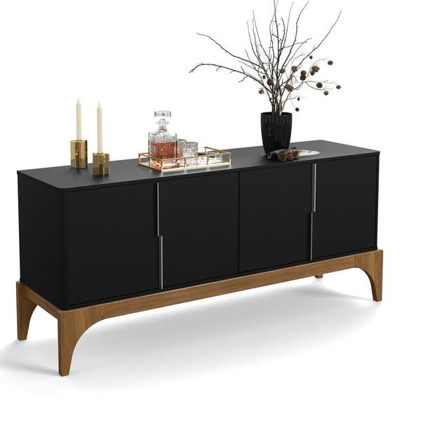 Buffet Amalfi Lukaliam Pé Madeira Preto Fosco Madero Canela