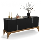 Buffet Amalfi Preto Fosco Com Canela - Lukaliam Móveis