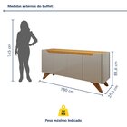 Buffet Aparador 100% 4 Portas 180cm Mdf Pés Em Grécia Off Whi