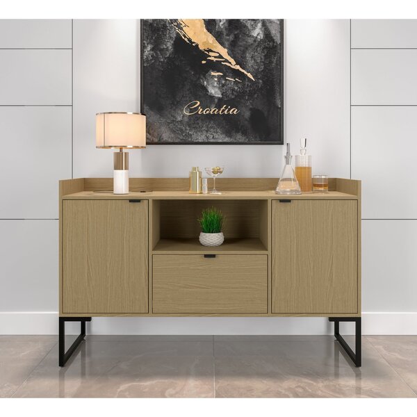 Buffet Aparador 135cm 2 Portas 1 Gaveta 1 Nicho Iron Espresso