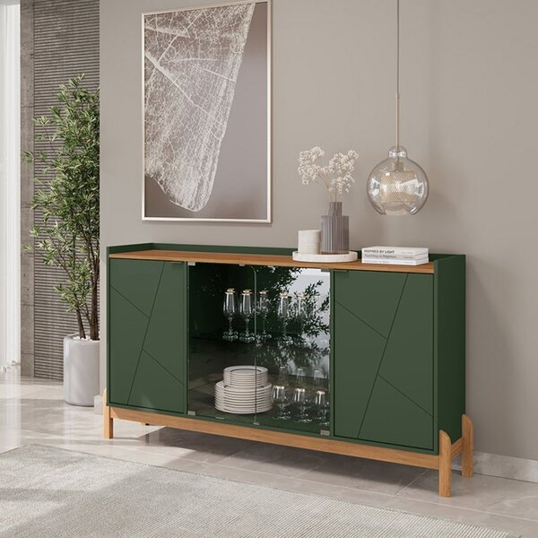 Buffet Aparador 170cm 4 Portas Bari Verde Oliva/cedro