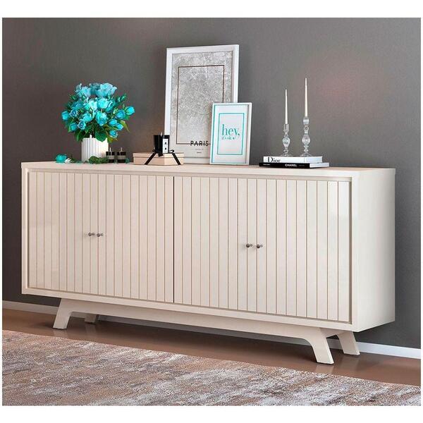 Buffet Aparador 180 Cm 4 Portas Brise Dj Móveis Off White