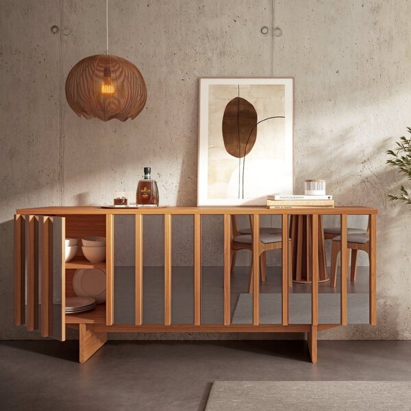 Buffet Aparador 185cm Ripado 4 Portas Dalla Costa Freijó