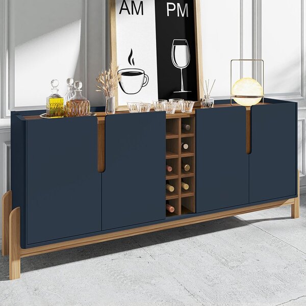 Buffet Aparador 190cm 4 Portas Com Adega Lizz  Azul Cobalto/c