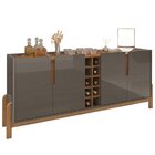 Buffet Aparador 190cm 4 Portas Com Adega Lizz Cinza Perola/ce