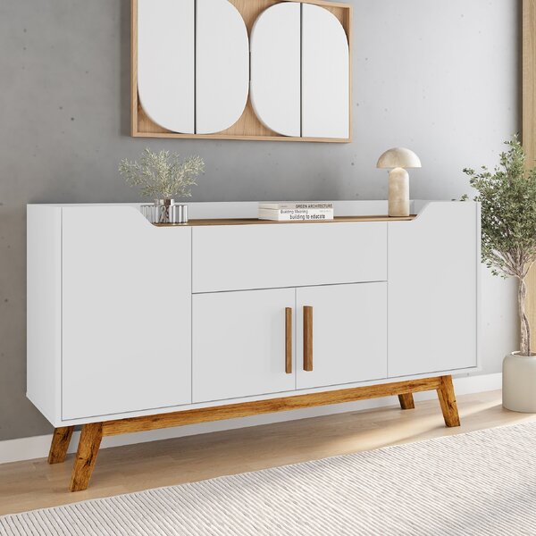 Buffet Aparador 1 Gaveta 4 Portas Retro Pés De Madeira Future