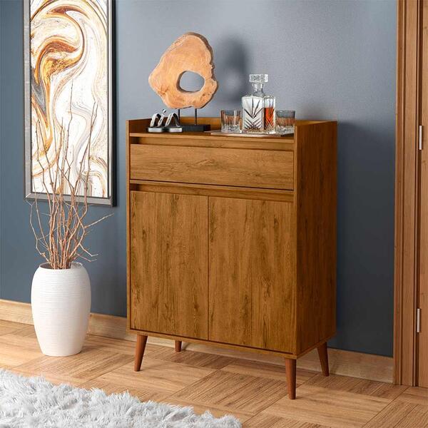 Buffet Aparador 2 Portas 1 Gaveta Pés Em Madeira Maciça Freij