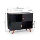 Buffet Aparador 2 Portas 2 Nichos Play Preto/garapa