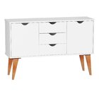 Buffet Aparador 2 Portas 3 Gavetas 120cm Retalho Branco
