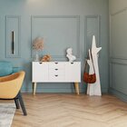 Buffet Aparador 2 Portas 3 Gavetas 120cm Retalho Branco