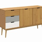 Buffet Aparador 2 Portas 3 Gavetas Em Madeira Maciça Linha Nó