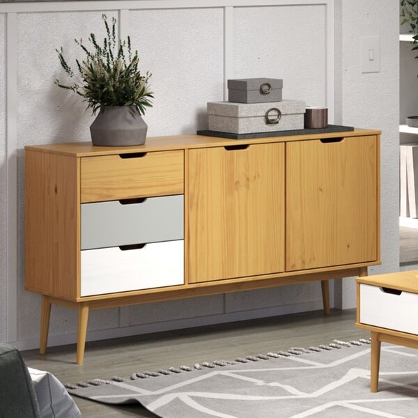 Buffet Aparador 2 Portas 3 Gavetas Em Madeira Maciça Linha Nó