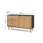 Buffet Aparador 2 Portas 3 Gavetas Lavis Preto/cera Iryna