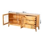 Buffet Aparador 2 Portas Vidro Canelado 3 Gavetas Madeira Mac