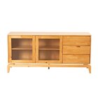 Buffet Aparador 2 Portas Vidro Canelado 3 Gavetas Madeira Mac