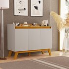 Buffet Aparador 3 Portas 100% Mdf Star Carvalho Ouro/off White