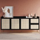 Buffet Aparador 3 Portas 2 Gavetas Palhinha Pé Metal Oslo Ner