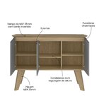 Buffet Aparador 3 Portas 3 Prateleiras Retrô Oásis Carvalho/g