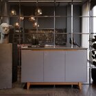 Buffet Aparador 3 Portas Retrô Pés Em Madeira Flow Cinza