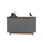 Buffet Aparador 3 Portas Retrô Pés Em Madeira Flow Cinza