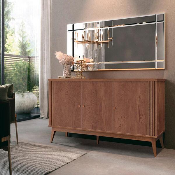 Buffet Aparador 3 Portas Ripado Argo Naturale - Edn Móveis