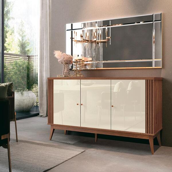 Buffet Aparador 3 Portas Ripado Argo Naturale/off White - Edn