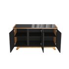 Buffet Aparador 3 Portas Tampo Com Vidro Munique  Mel/preto