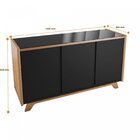 Buffet Aparador 3 Portas Tampo Com Vidro Munique  Mel/preto