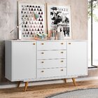 Buffet Aparador 4 Gavetas 2 Portas Retrô California Branco