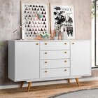 Buffet Aparador 4 Gavetas 2 Portas Retrô California Branco