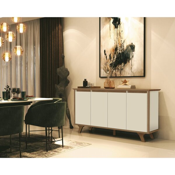 Buffet Aparador 4 Portas 100% Mdf Supreme Freijó/off White