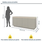 Buffet Aparador 4 Portas Com Gaveta Lux Com Led Off White